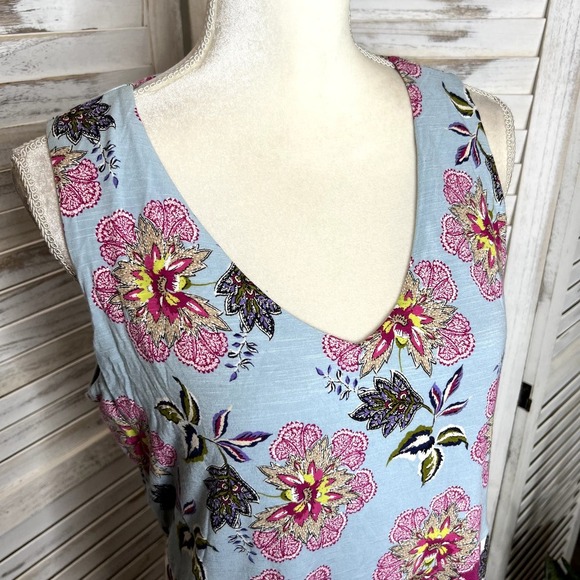 J. Jill Printed Color Block Bright Spring Floral Jersey Knit Dress Sleeveless M - Picture 12 of 16